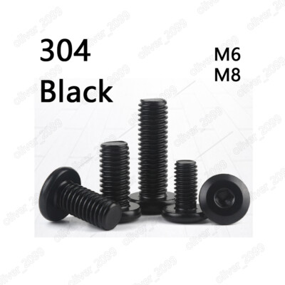 Black 304 Stainless Steel Furniture Connector Bolts Hex Socket Head Screws M6 M8