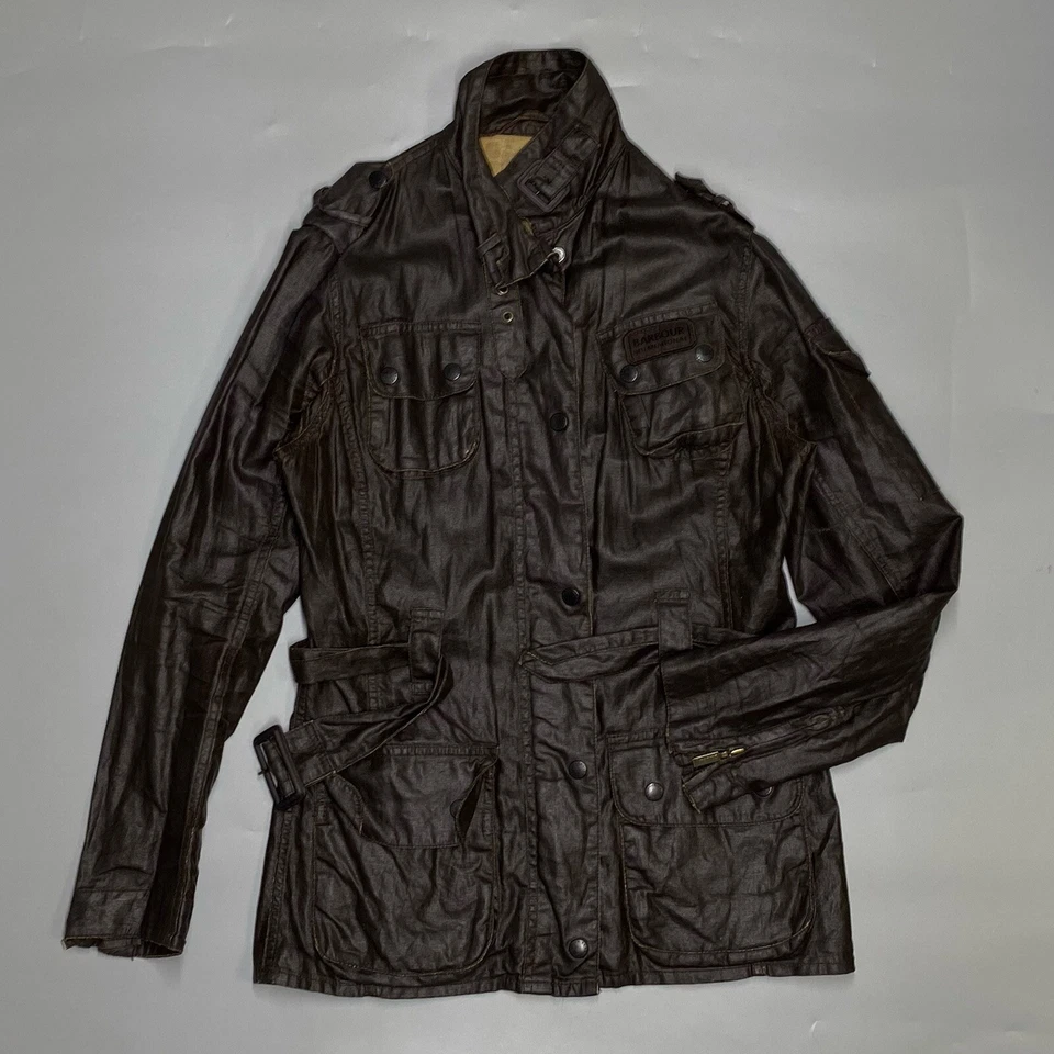 Barbour Duralinen International Brown Motorcycle jacket 8Uk/4Us Wax Belted - Image 2 of 4