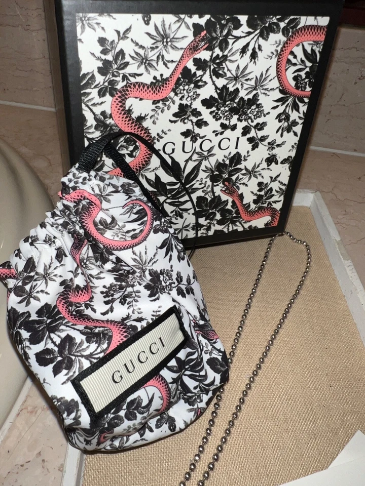 Auténtico Collar Gucci Doble G Entrelazado Barra en T Esterlina Bola Cadena GG NUEVO EN CAJA Foto 4 de 4