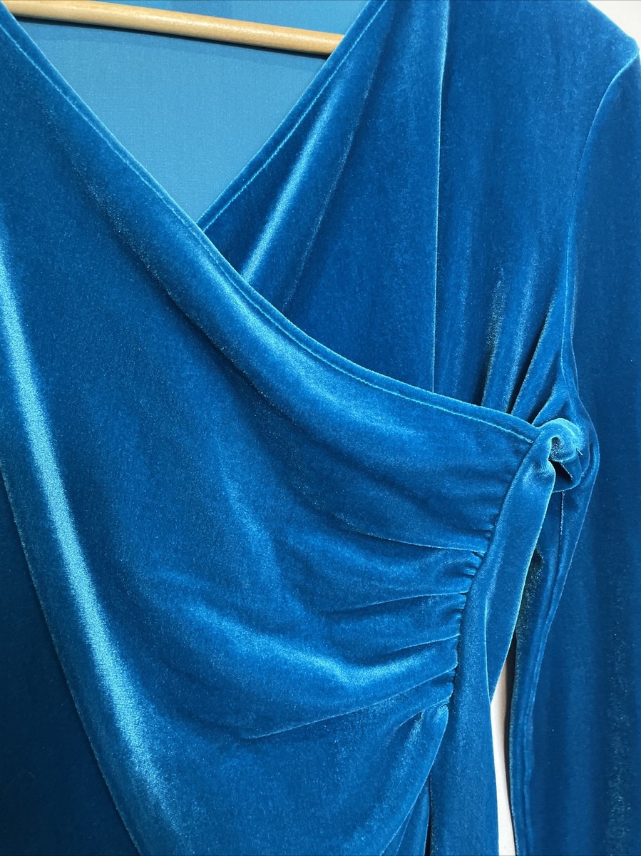 Vivienne Tam Velour Top Teal Blue V-Neck Pullover Size 2 Vivienne Tam Velour Top Teal Blue V-Neck Pullover Size 2