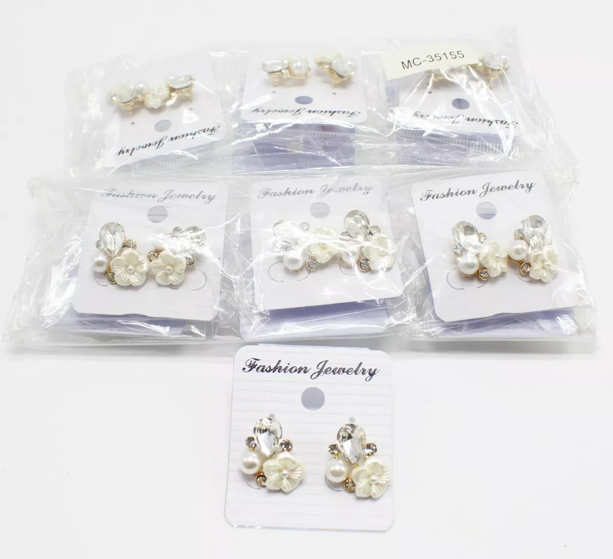 Wholesale Dozen Rhinestone Flower Post Back Earrings MC35155 12