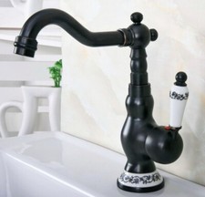 Oil Rubbed Beonze Swivel Spout Bathroom Basin Sink Faucet Vanity Mixer Tap
