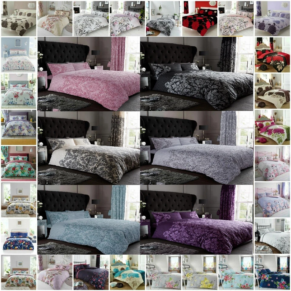 Reversible Duvet Quilt Cover Bedding Set Single Double King Size With Pillowcase