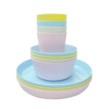 12 Pack Dinnerware Set Eco-Friendly Plate Bowl and Cup Set Sturdy & Lightweight