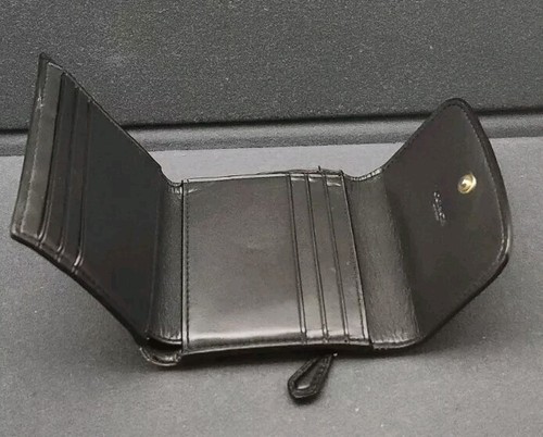 COACH Small Trifold Wallet Blocked Signature Canvas Brown/black/gold - Picture 7 of 10