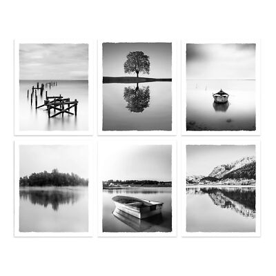 Color Play Nature Landscape Prints Wall Art Lake Scene Pictures Black and Whi...