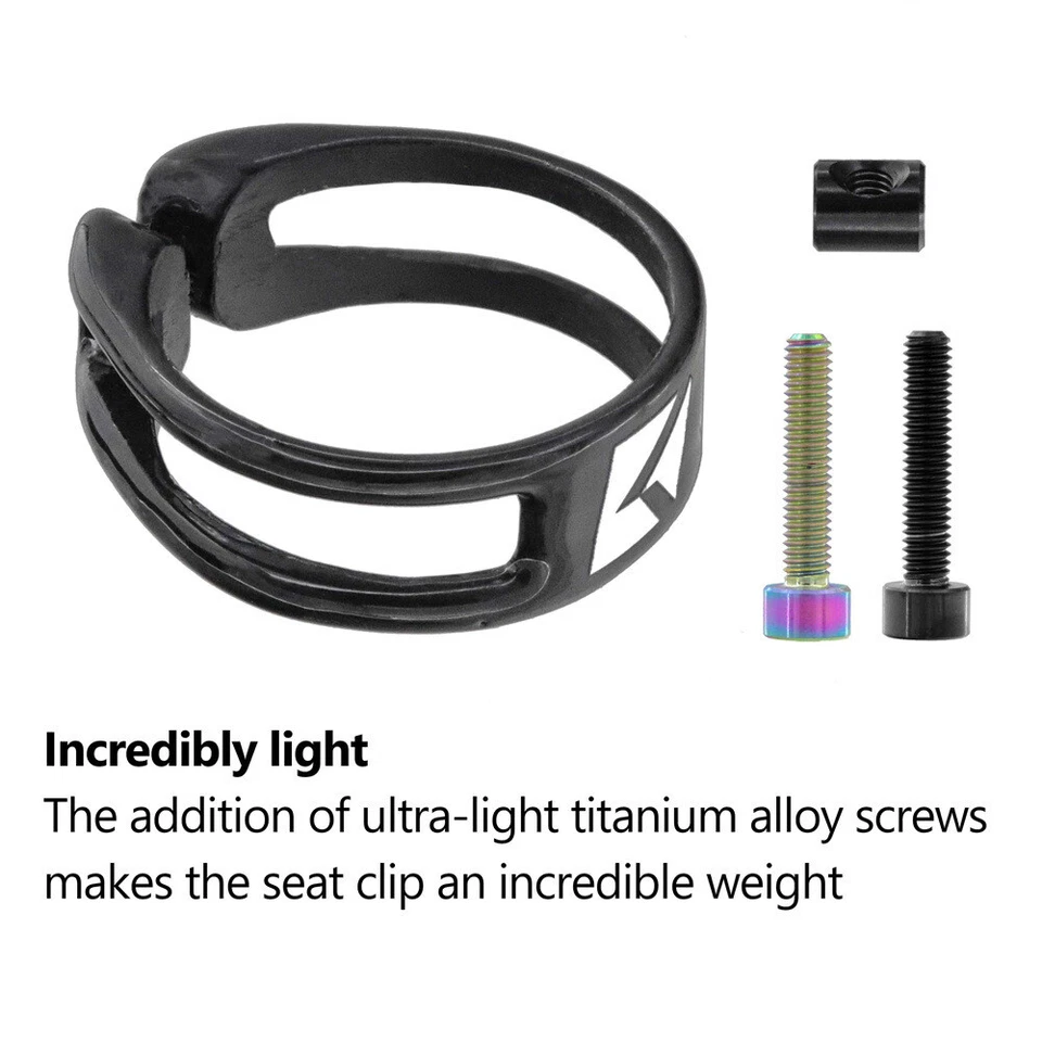 Abrazadera de tija de sillín de bicicleta de carretera MTB Urltra-Light de carbono 6 g 31,8 34,9 mm tornillos de titanio Foto 2 de 4