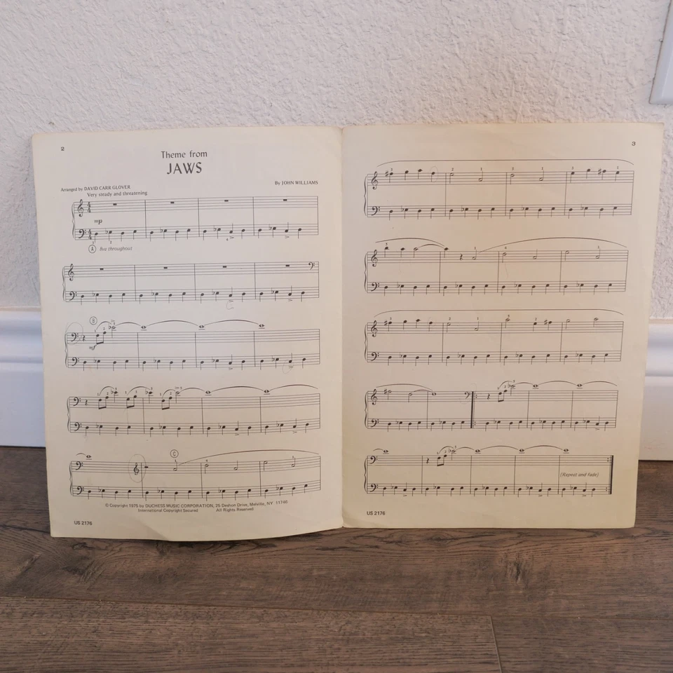 Theme from Jaws Movie Piano Sheet Music 1975 Duchess Music - Image 3 of 3