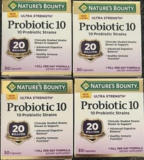 4 New Nature's Bounty Ultra Strength Probiotic 10 - 30 Capsules Each Exp. 06/26+