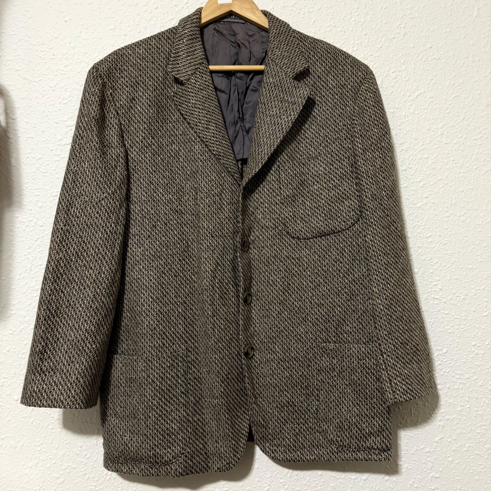 Ermenegildo Zegna cashmere Herringbone Blazer Sport Three Button Brown Mens 50R