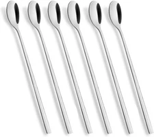 Set of 6 Extra Long Stainless Steel Spoons 9 Inch Ergonomic Design
