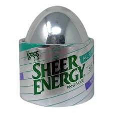 Vintage L’eggs Sheer Energy Pantyhose Size B Taupe NOS Silver Egg 1980s USA