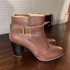 VIONIC Allison Brown Leather Heeled Ankle Boots Women's Size 9 TVE5429 EUC