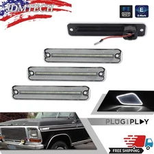 4x Clear F/R White LED Side Marker Lights For 1973-1979 Ford F100 F150 F250 F350