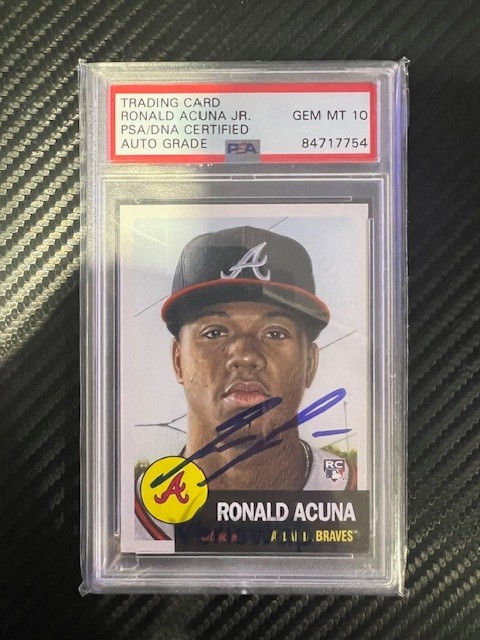 2018 Topps Living #19 Ronald Acuna Jr. RC On Card PSA/DNA Auto GEM MINT 10