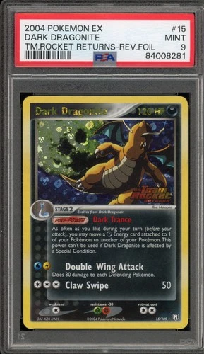 Pokemon Dark Dragonite EX Team Rocket Returns Reverse Holo Rare #15 PSA 9 Mint