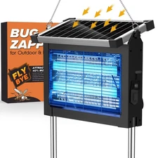 Solar Bug Zapper Outdoor, 4500V Rechargeable Mosquito Zapper 4000mAh Battery,...