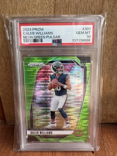 2024 Panini Prizm Caleb Williams Neon Green Pulsar #301 PSA 10