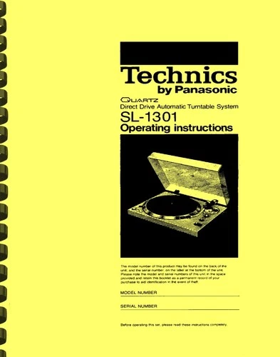 Technics SL-1301 Turntable 3-in-1 OPERATING INSTRUCTIONS and SERVICE MANUAL