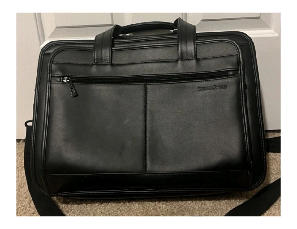 Samsonite компьютер кожаный портфель через плечо переноски дорожная сумка сумки хранения - Изображение 4 из 4
