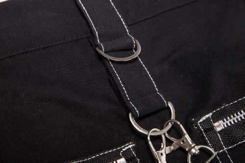 Mens Gothic Style Cargo Trousers Rock Metal Chains Straps Zip Bondage Pants - Picture 16 of 16