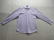 Banana Republic Men Shirt M Purple Check Standard Fit 100 Cotton Stretch Casual