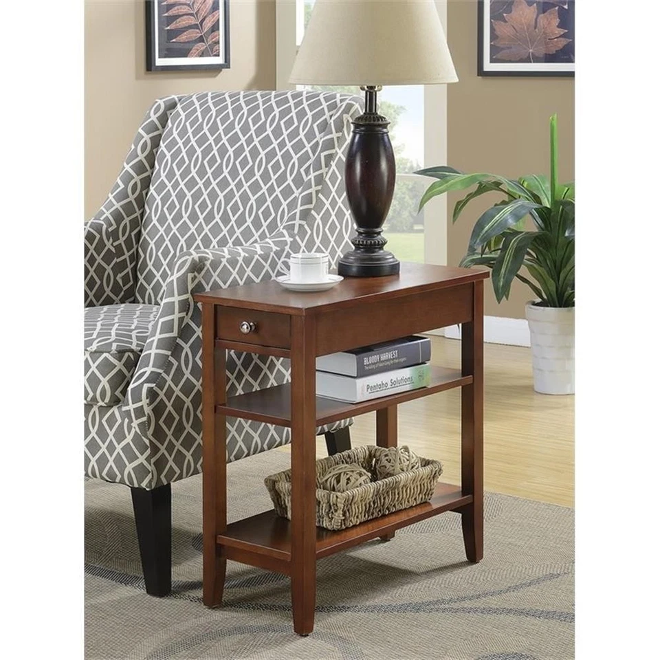 Convenience Concepts End Table Nightstand Bedside Rectangle in Wood - Mahogany - Image 2 of 3