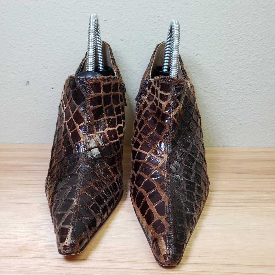 Botines Carole Little para mujer 8,5 punta punta tacón marrón cuero texturizado Foto 2 de 4