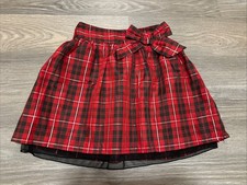 Cherokee Girl s Skirt Red Black Gold Plaid Sz 7/8 M Holiday Christmas Bow New