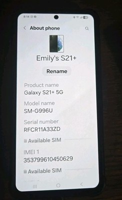Samsung Galaxy S21 Plus + 5G SM-G996U 256 GB Unlocked Smartphone - FAIR