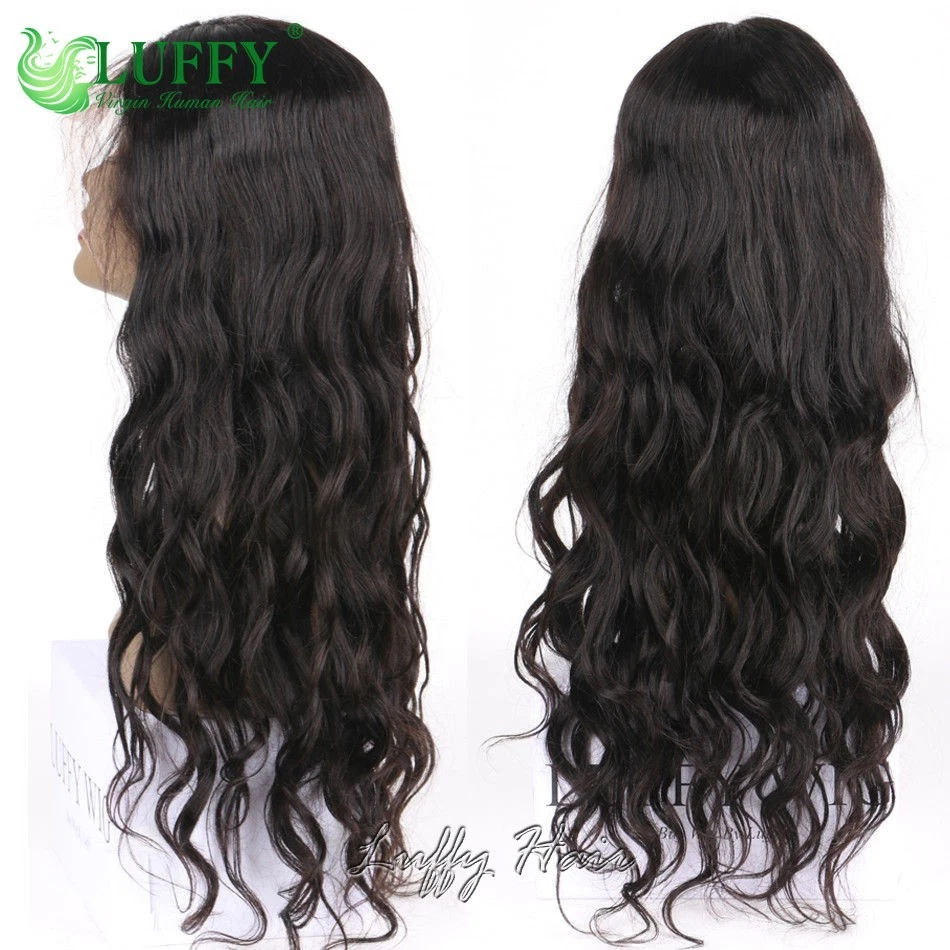Pelucas completas de encaje pre arrancadas onduladas brasileñas cabello humano ondulado ondulado 13*6 pelucas delanteras de encaje Foto 3 de 4