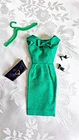 Vintage Barbie Fashion Pak Dark  Green Sheath Dress With Japan Shoes &Purse