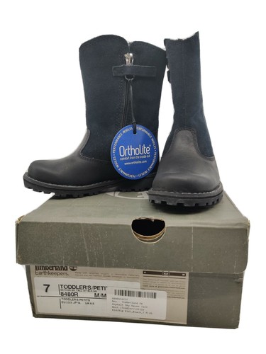 Timberland Boys Toddlers 7M Black Leather & Suede Asphalt Sky Haven Tall Boot - 第 1/10 張圖片