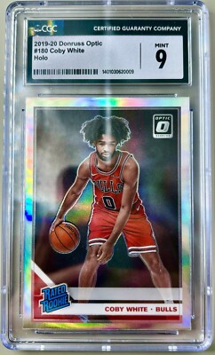 Coby White RC 2019/20 Panini Optic HOLO #180 Rookie Bulls Parallel CGC 9 POP 3
