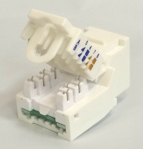 Paquete de 10. ToolLess Keystone Jack Cat5e Network Ethernet 8P8C RJ45 blanco - Imagen 5 de 5