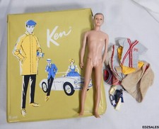 1962 Mattel Ken Doll - Barbie Boyfriend w/ Vintage Accessories Case Clothing