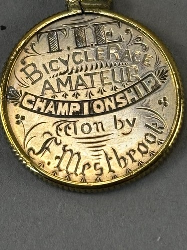 1890s High Wheel T.I.E. Bicycle Race Amateur Championship F. Westbrook Award Pin - Picture 6 of 6