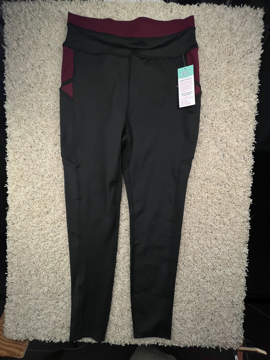 Pop Fit Leggings Women's XL Stretch Red Black NWT Pockets Ladies