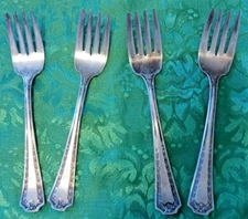 VTG Set Of Four National Silver Co. SEB Silver-E.B. E.P.N.S. Salad/Desert Forks
