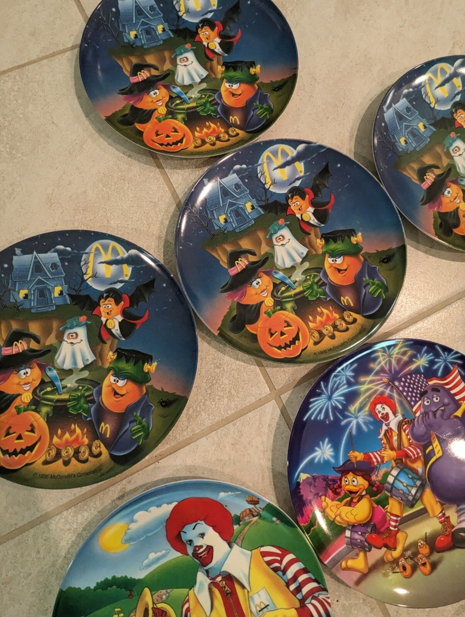 80' McDonald's Plastic Plate×4 マクドナルド絵皿 McDonalds 1989 9