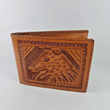 VTG Leather Bi-Fold Bill Fold House of Oppenheim Tooled Dog Juarez Mexico