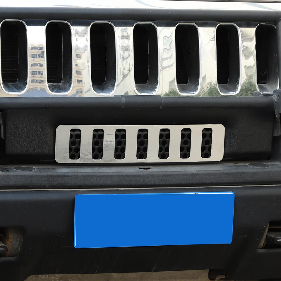 Parachoques delantero cromado mini parrilla inferior moldura para Hummer H2 SUV SUT 2003-2009 EE. UU. Foto 3 de 4