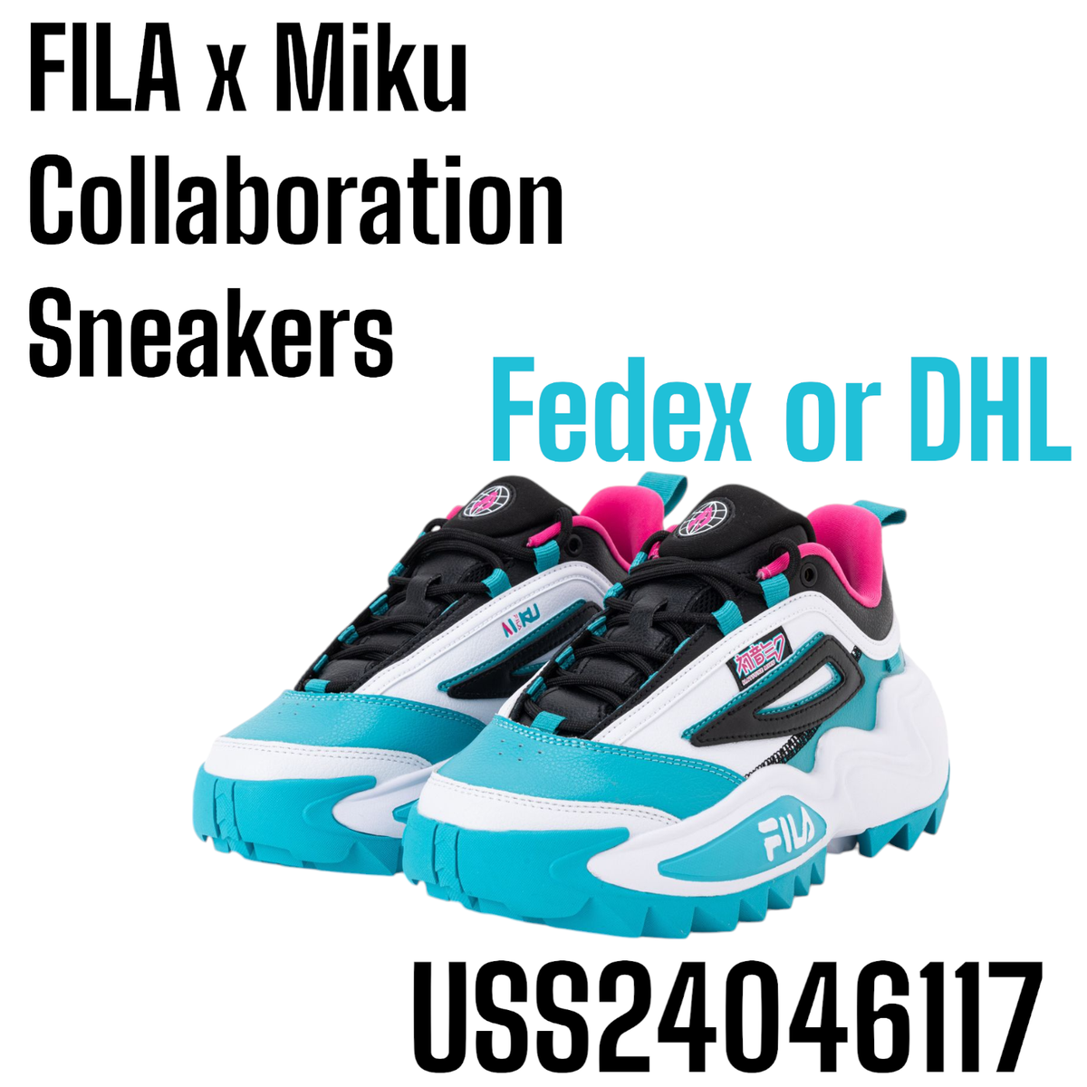 FILA x Miku Collaboration Sneakers Twister White Blue Men US 5-10