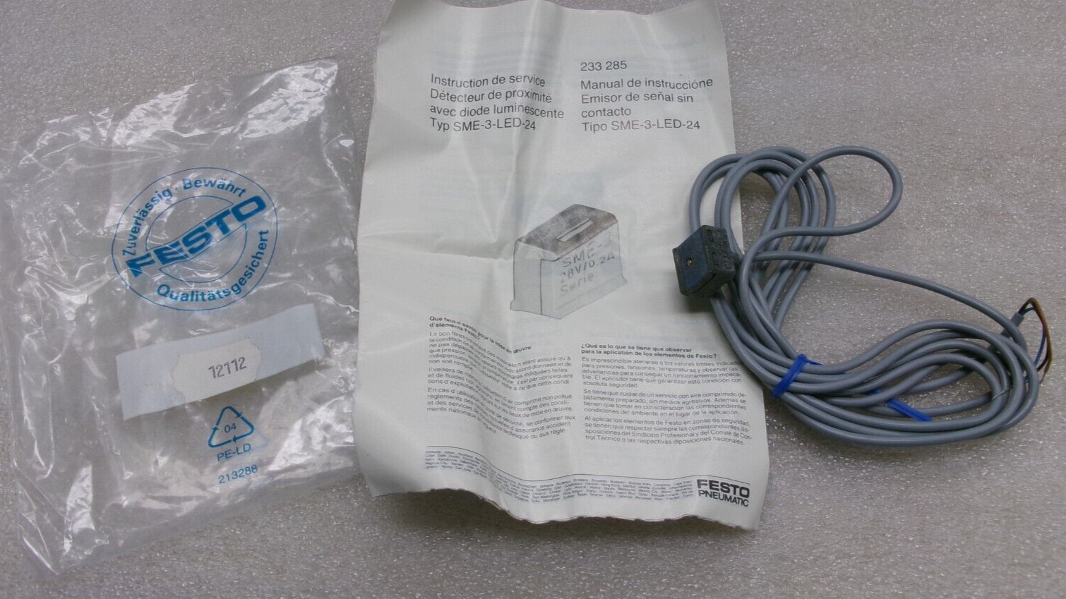 FESTO PROXIMITY SWITCH 12112 SME 3 LED 24 12 112 F207 24V 0.5 AMP #130L