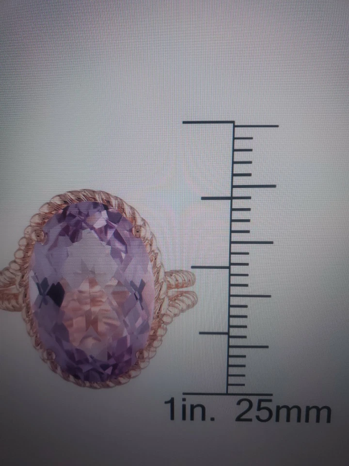 Anillo Miadora Placa Oro Plata 925 Rosa de Francia Amatista 10ct Talla 7 Nuevo sin Etiquetas Foto 3 de 4