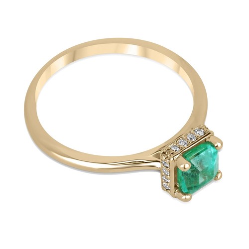 0.96tcw Natural Asscher Emerald & Hidden Diamond Halo Engagement Ring 14K - Picture 2 of 10