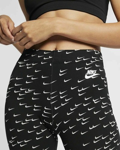 New Nike Black All Over Swoosh Logo 