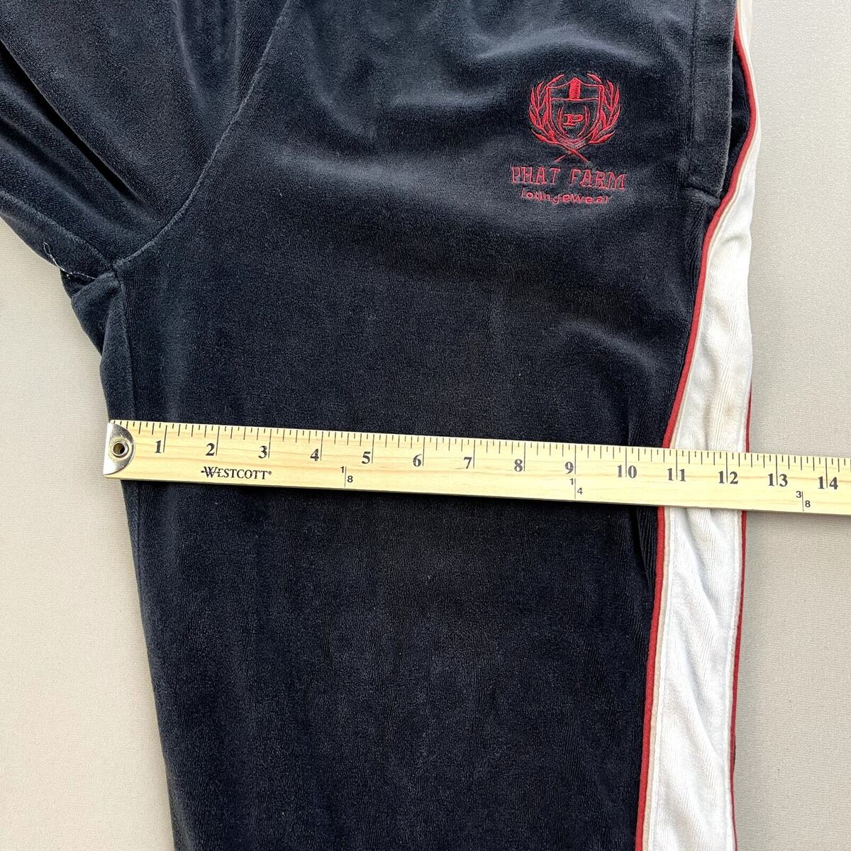 Vintage Phat Farm Sweatpants Mens Large Black Velour Vintage Phat Farm Sweatpants Mens Large Black Velour