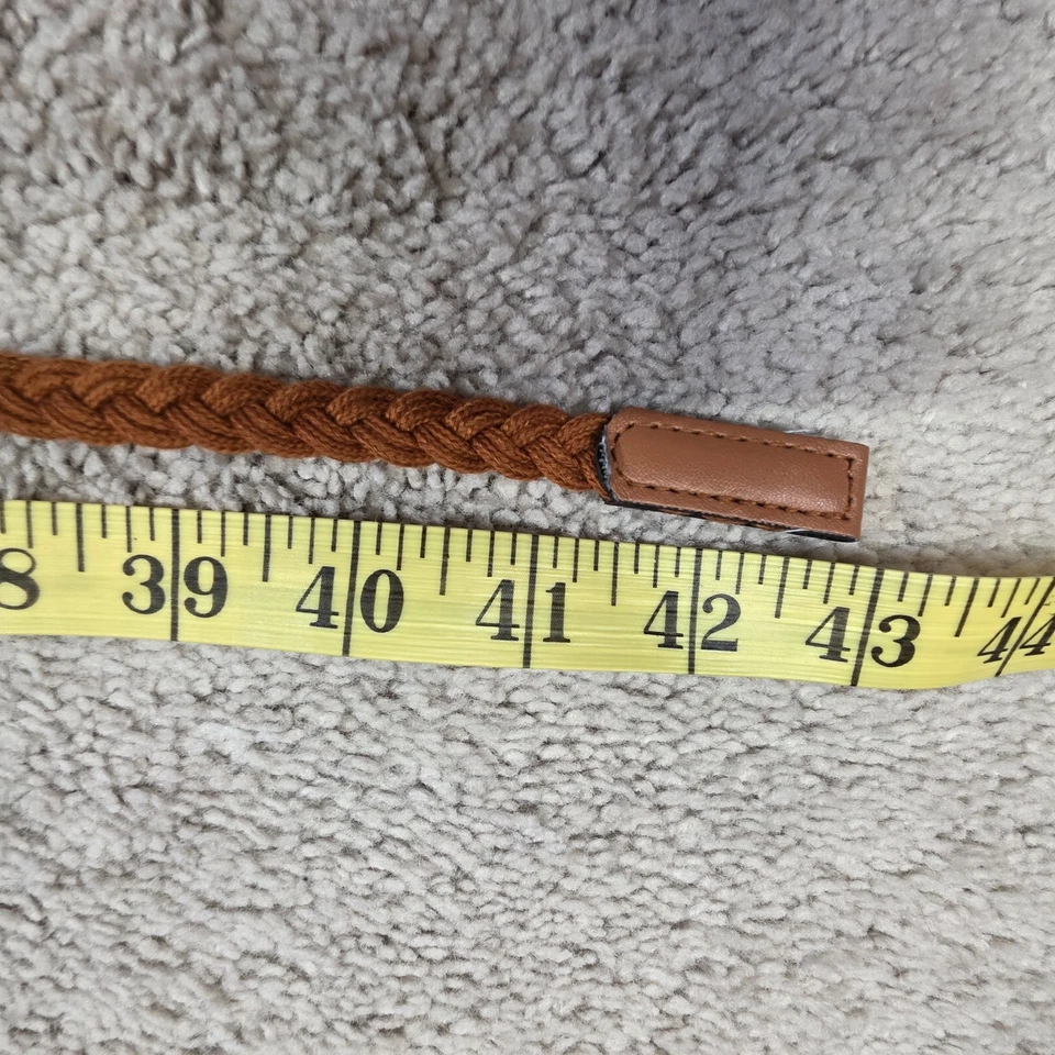 Braided twine brown Belt womens round Brass buckle Large Thin - Image 3 of 4