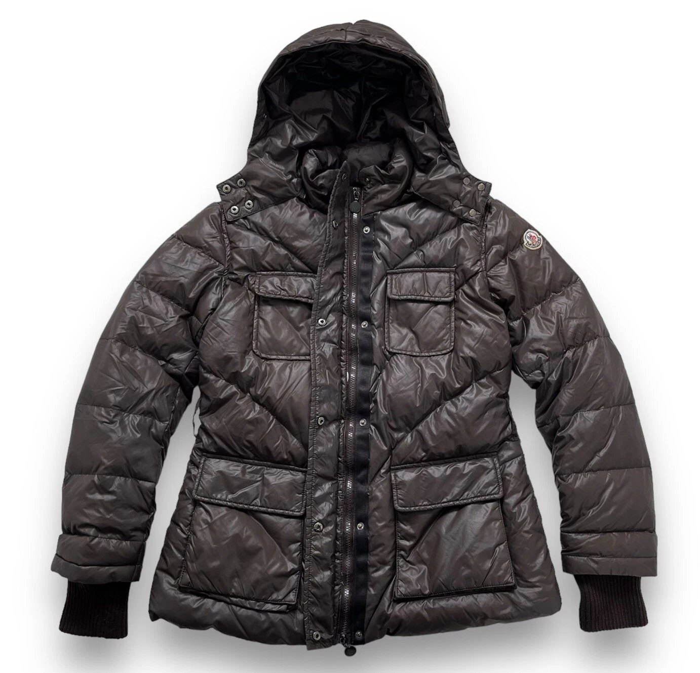Moncler — Vintage Brown MONCLER Puffer Jacket Size Small Down Genuine Designer RRP: £1285